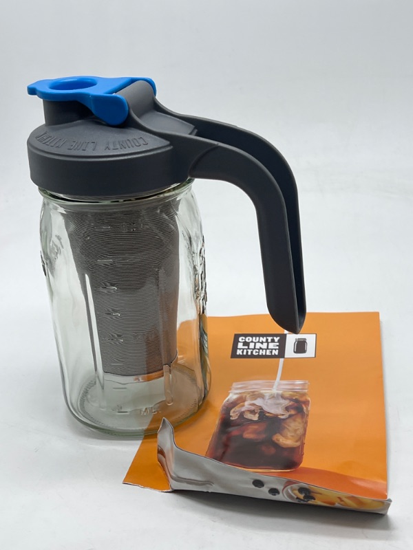 Photo 4 of County Line Kitchen Cold Brew Coffee Maker, Mason Jar Pitcher - Heavy Duty Soda Lime Glass w/Stainless Steel Mesh Filter & Flip Cap Lid - Iced Tea & Coffee