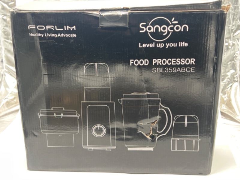 Photo 2 of Sangcon 5 in 1 Blender and Food Processor Combo for Kitchen, Small Electric Food Chopper for Meat and Vegetable, 350W High Speed Blenders with 2 Speeds and Pulse for Smoothies and Shakes 4 Cups & 3 Blades