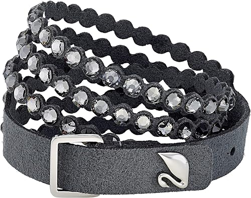 Photo 2 of SWAROVSKI Women's Leather Look Crystal Power Bracelet Collection Gray