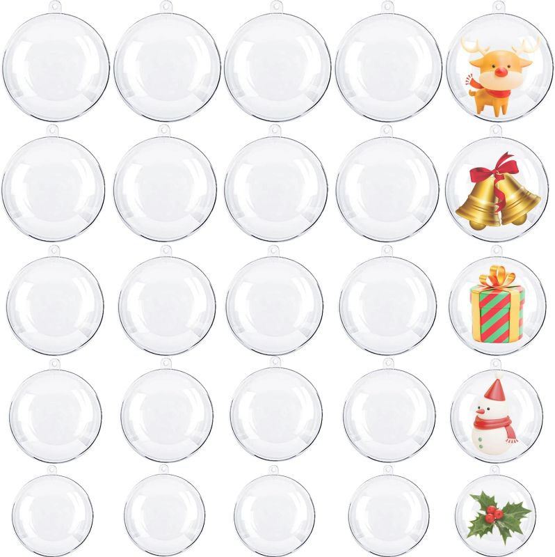 Photo 1 of 25 Sets Clear Fillable Ornaments Ball in 5 Different Size,DIY Plastic Acrylic Fillable Ball for Party Decor
