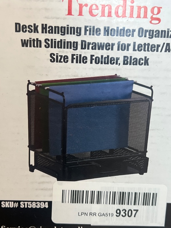 Photo 3 of desk hanging file holder organizer with sliding drawer for letter size file folder black