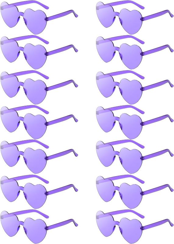 Photo 1 of LUCKYCHRIS 14 Pairs Heart Sunglasses for Women Transparent Heart Shaped Sunglasses Bulk Fun Sunglasses Pack for Party Favor

