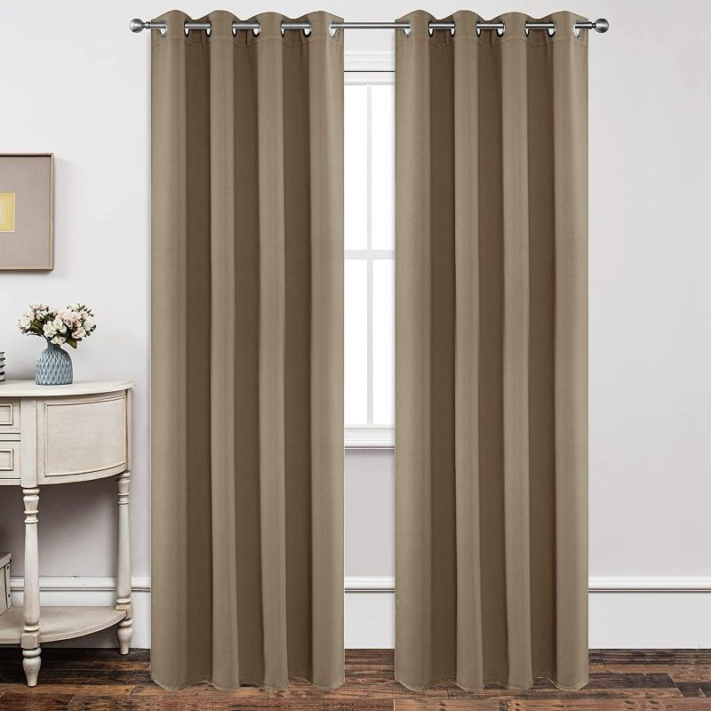 Photo 1 of Joydeco Blackout Curtains 90 Inch Length 2 Panels Set, Thermal Insulated Long Curtains& Drapes 2 Burg, Room Darkening Grommet Curtains for Living Room Bedroom Window