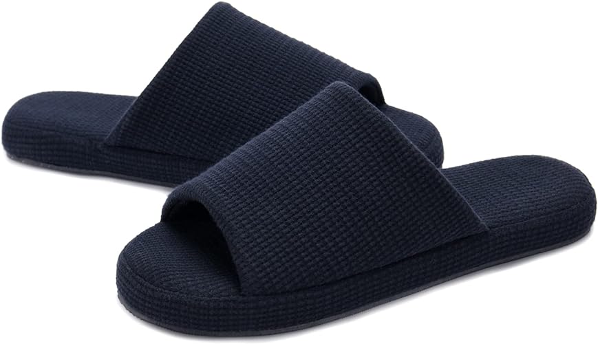 Photo 1 of Winforea Mens Open Toe House Slippers,Non-slip Memory Foam Indoor Slippers for Men with Breathable Hard Bottom,Comfy Men's Slip on Bedroom Slippers,Black Gray Navy
Size Medium