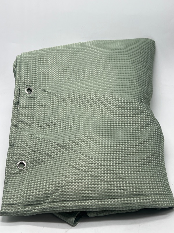 Photo 1 of MitoVilla Sage Green Waffle Fabric Shower Curtain, Heavyweight Cloth Shower Curtains for Modern Hotel Bathroom Decor, Durable & Wrinkle Resistant, 72 x 72