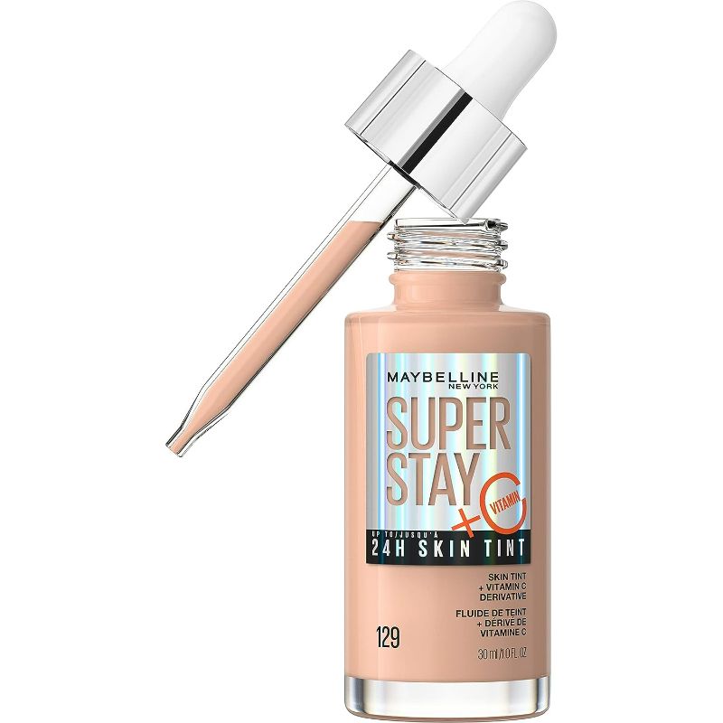 Photo 1 of Maybelline Super Stay Up to 24HR Skin Tint, Radiant Light-to-Medium Coverage Foundation, Makeup Infused With Vitamin C, 129, 1 Count
