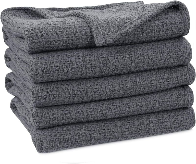 Photo 1 of HILLFAIR 100% Cotton Blanket- 120" x 120" XXL Oversized King Bed Blankets - Family Size 10 ft x 10 ft Big - All Season Soft Cozy Breathable Blankets for Bed - Extra Large King Cotton Blankets- Grey
