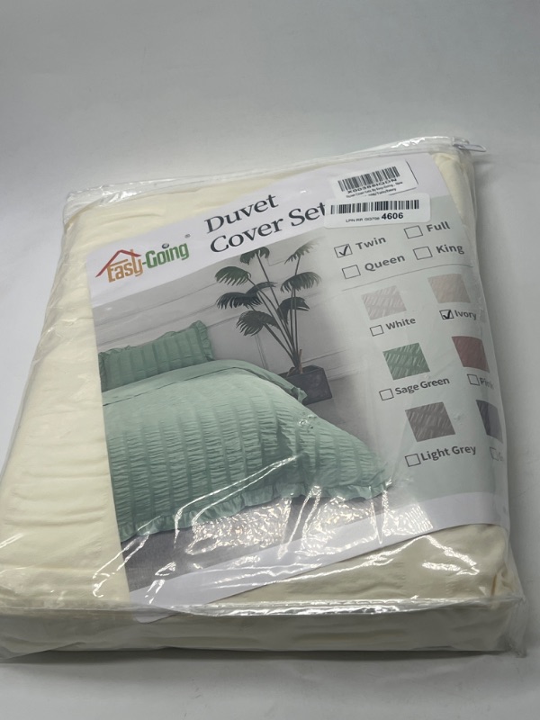 Photo 2 of Easy-Going Ivory Twin Duvet Cover Set- Washable Microfiber Duvet Cover, 1 Duvet Cover 68x90 inches with Zipper and 1 Pillow Sham 20x26 inches with Envelope Closure