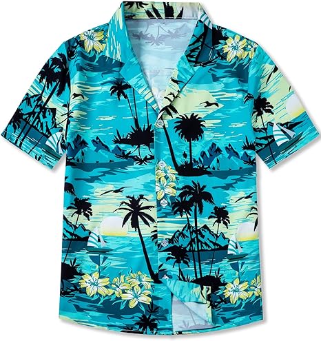 Photo 1 of Betusline Boys&Mens Button Down Shirts Hawaiian Short Sleeve Shirt size Medium