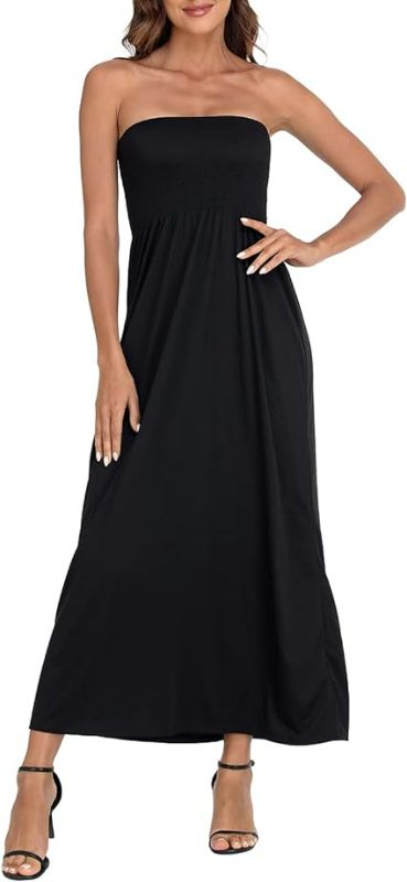 Photo 1 of GRACE KARIN Women Strapless Casual Loose Ruched Long Maxi Dress with Pockets Size Large 
