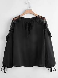 Photo 1 of Plus Size 2XL Black Blouse W Lace 