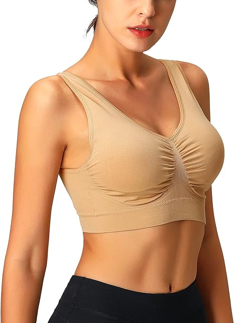 Photo 1 of 3 piece Sport Bra Seamless Everyday Strappy Wirefree Comfort Top Bras with Removable Pad size Large