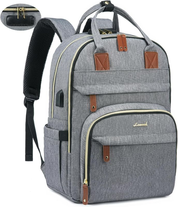 Photo 1 of LOVEVOOK Laptop Backpack for Women & Men, Unisex Travel Anti-theft Work Business Computer College Bag Purse, Casual Hiking Outdoor Carry On Daypack with Lock, Fits 15.6 Inch Laptop, Grey
