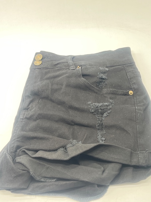 Photo 2 of Ripped Jean Black Shorts Size Large.