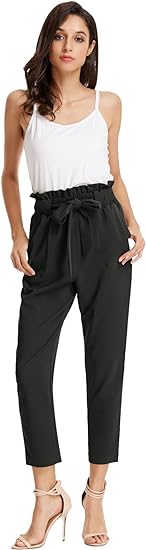 Photo 2 of GRACE KARIN Women's Cropped Paper Bag Waist Pants with Pockets
Size Medium