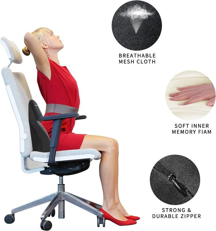 Photo 2 of Achiou Lumbar Support Pillow for Office Chair, Back Support Pillow for Car Computer Gaming Chair, Memory Foam Pad Back Cushion for Back Pain Relief Boost Your Lower Back Comfort Zone
