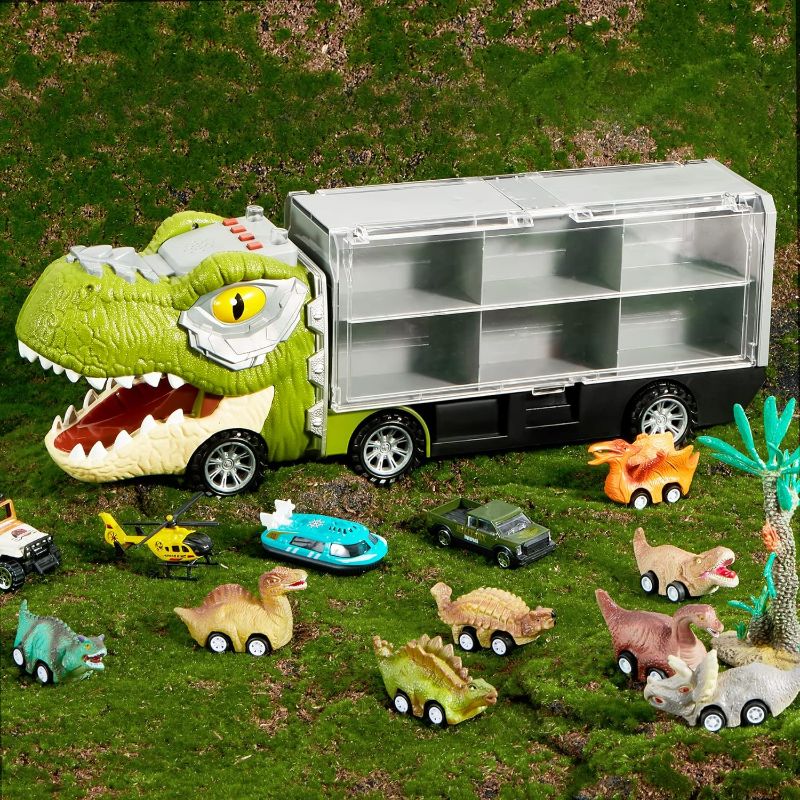 Photo 1 of Dinosaur Truck Carrier Playset, Dinosaur Toy Trucks for Toddler Boys 3 to 5 Years Old