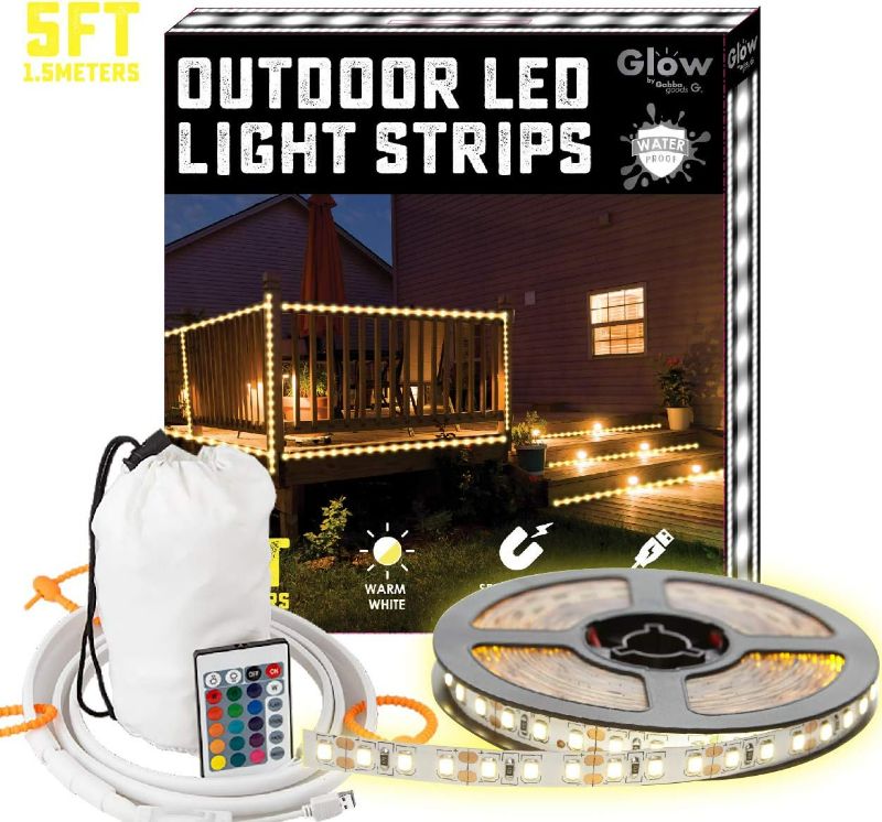 Photo 1 of GABBA GOODS -  Outdoor/Indoor Weatherproof 5 Foot Long LED 5ft Light Strips with Warm White Light, Self-Sticking Magnet and Carrying cas- 5 feet Long
