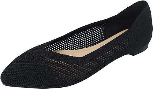 Photo 1 of FEVERSOLE Women's Woven Pointy Fashion Cutouts Breathable Knit Flat Shoes
