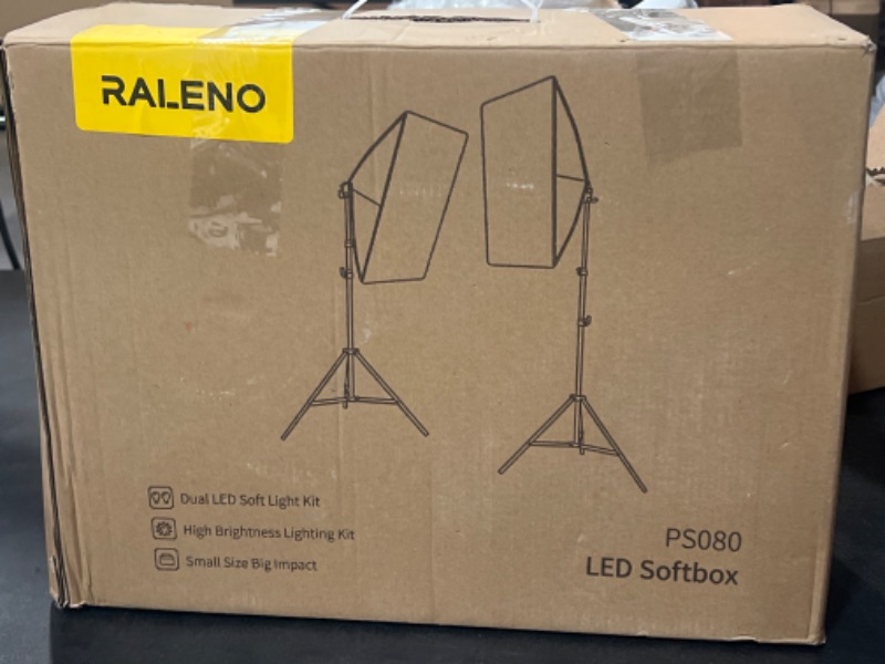 Photo 3 of RALENO Softbox Photography Lighting Kit, Studio Lights with 2X50W 5500K LED Bulbs, 20''X20'' Video Lighting for Photoshoot/Video Recording/Live Streaming
