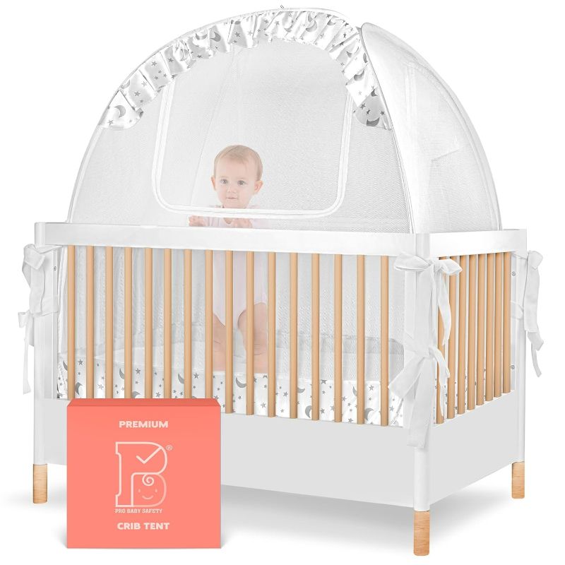 Photo 1 of Pro Baby Safety Premium Pop Up Crib Tent, Crib Cover to Keep Baby from Climbing Out, Falls and Mosquito Bites, Safety Net, Canopy Netting Cover - Sturdy & Stylish Infant Crib Topper, Mosquito Net
