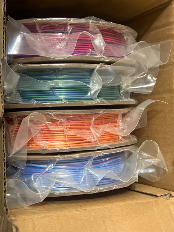 Photo 3 of OVV3D 3D Printer Filament, PLA Filament 1.75mm Bundle, Dual Color Filament, Coextrusion 3D Filament, Silk PLA Color Change Every Inch, 3D Printing Filament, 200g X 4 Spool
