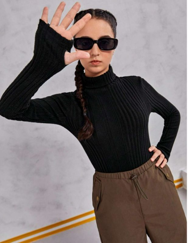 Photo 1 of Teen Girl High Neck Ribbed Knit Tee 12-13Y
