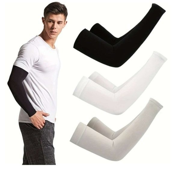 Photo 1 of 3 Pairs Men's And Women's Cooling Arm Sleeves, UV Sun Protection Arm Cover, Suitable For Golfing, Cycling, Running And Driving