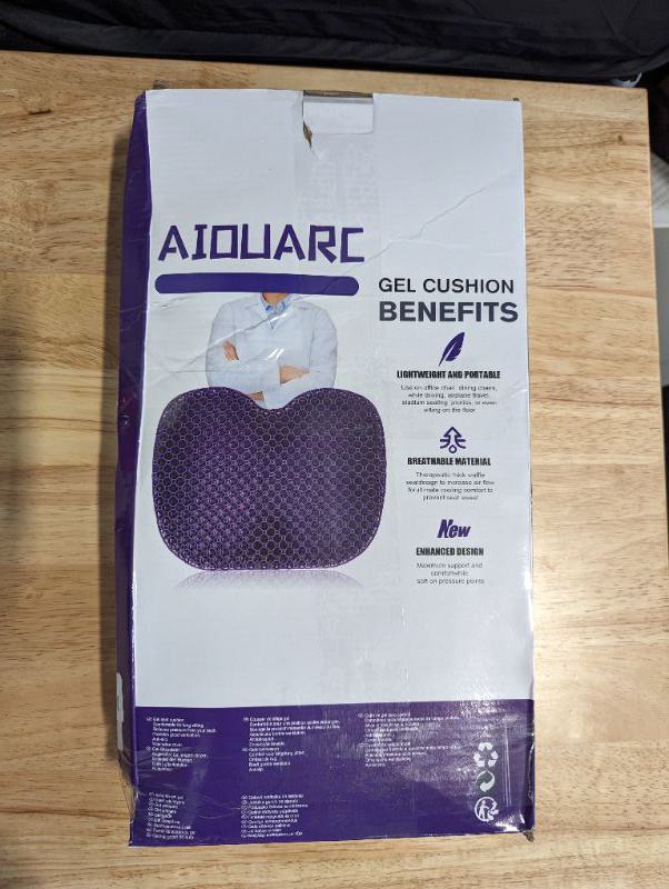 Photo 4 of Aiouarc Purple Gel Seat Cushion for Long Sitting, Breathable Honeycomb Design, Pressure Relief for Back, Sciatica, Tailbone Pain - Office Chair Cushion, Wheelchair Cushion, Car Seat Cushion, Chair Pad
