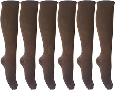 Photo 1 of seven wolves Compression Socks for Women and Men 6 Pairs, Stockings for Running Athletic Travel Pregnancy Maternity 15-20mmHg - Brown - Size L/XL