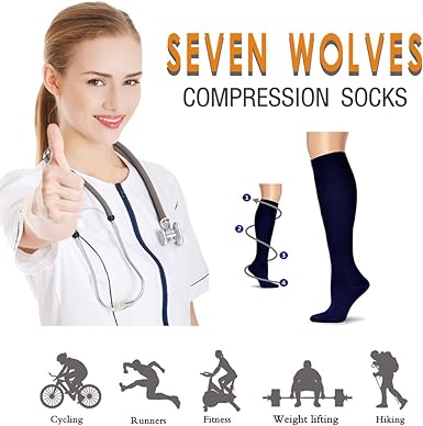 Photo 3 of seven wolves Compression Socks for Women and Men 6 Pairs, Stockings for Running Athletic Travel Pregnancy Maternity 15-20mmHg - Brown - Size L/XL