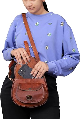 Photo 1 of Handmadecraft 9" X 7" Women Vintage Style Genuine Brown Leather Crossbody Shoulder Bag Handmade Purse
