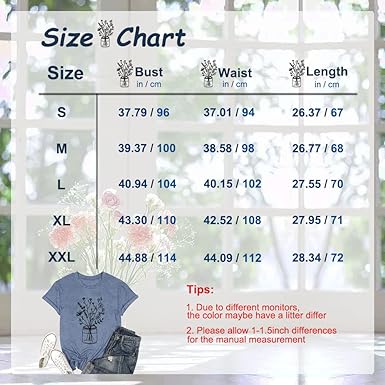 Photo 3 of Women Flower Graphic Shirts Summer Cute Tops Special Education Teacher Shirt Novelty Funny Printed Casual T-Shirts - Ink Blue - Size Small