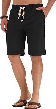 Photo 2 of Sailwind Men’s Linen Shorts Casual Drawstring Summer Beach Shorts - Black - Size XS - NWT
