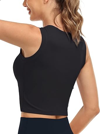 Photo 2 of HeyNuts Wherever Crop Top Workout Tank Tops No Padding - Black - Size Medium