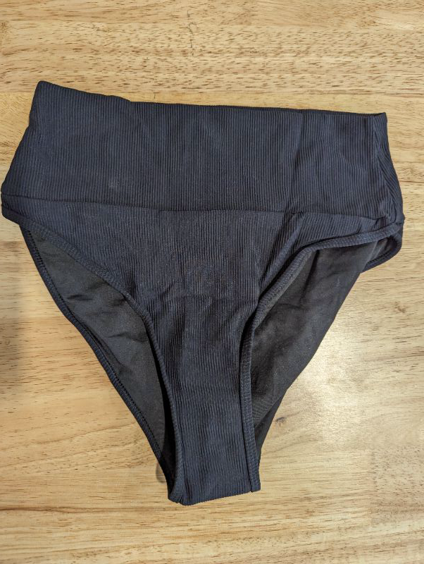 Photo 5 of Lilosy High Waisted Tummy Control Ribbed Bikini Crop Top Brazilian Swimsuit Set 2 Piece - Black - Size Small