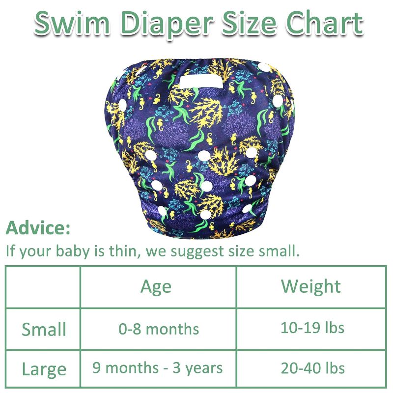 Photo 3 of Wegreeco Baby & Toddler Snap One Size Adjustable Reusable Baby Swim Diaper (Deep Sea, Large, 3 Pack)
