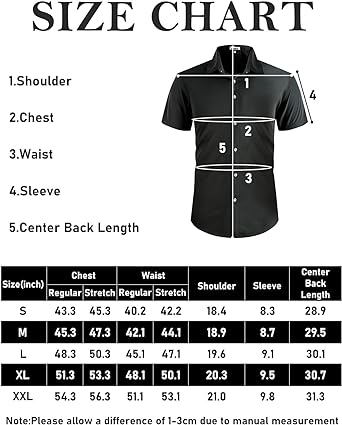 Photo 3 of ATFORNA Men's Muscle Dress Shirts Slim Fit Stretch Short Sleeve Athletic Fit Button Down Shirts - Black - Size XL
