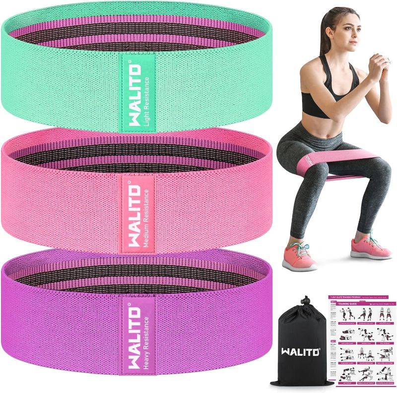 Photo 1 of WALITO Resistance Bands for Legs and Butt, Fabric Exercise Loop Bands Yoga, Pilates, Rehab, Fitness and Home Workout, Strength Bands for Booty
