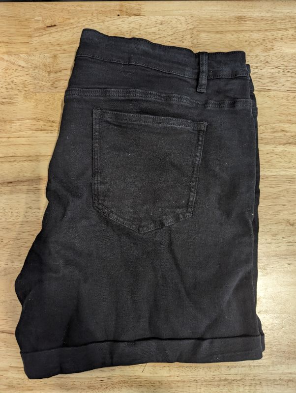 Photo 3 of Denim Black Washed Distressed Shorts - Size 22W