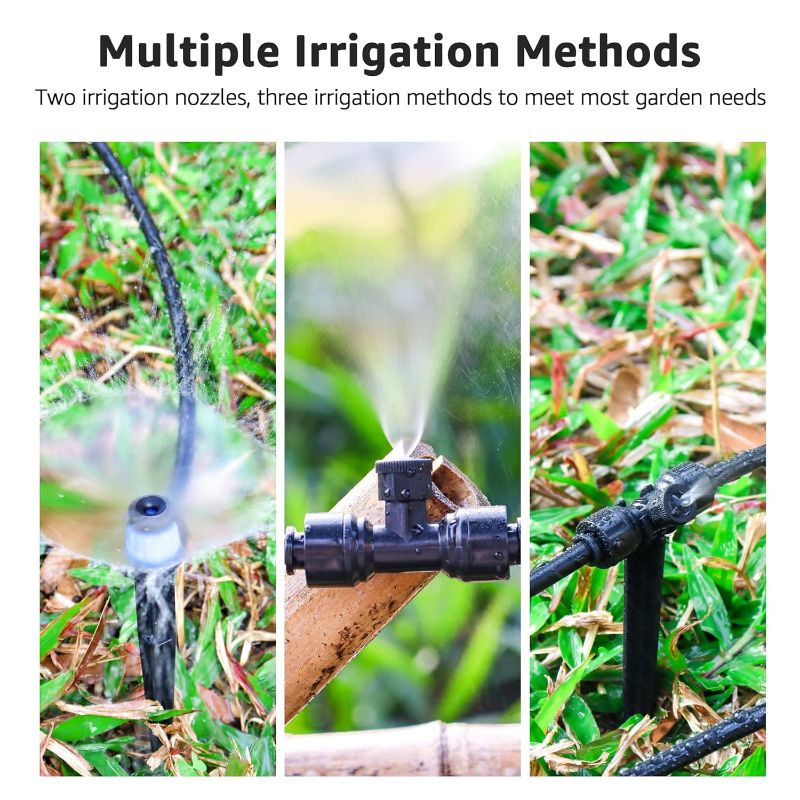 Photo 4 of MIXC 2023 New Quick Drip Irrigation Kit 100FT Garden Watering System,Garden Irrigation System Automatic Irrigation Equipment with New Quick Connector 1/4 inch Blank Distribution Tubing for Outdoor Plants Lawn Patio