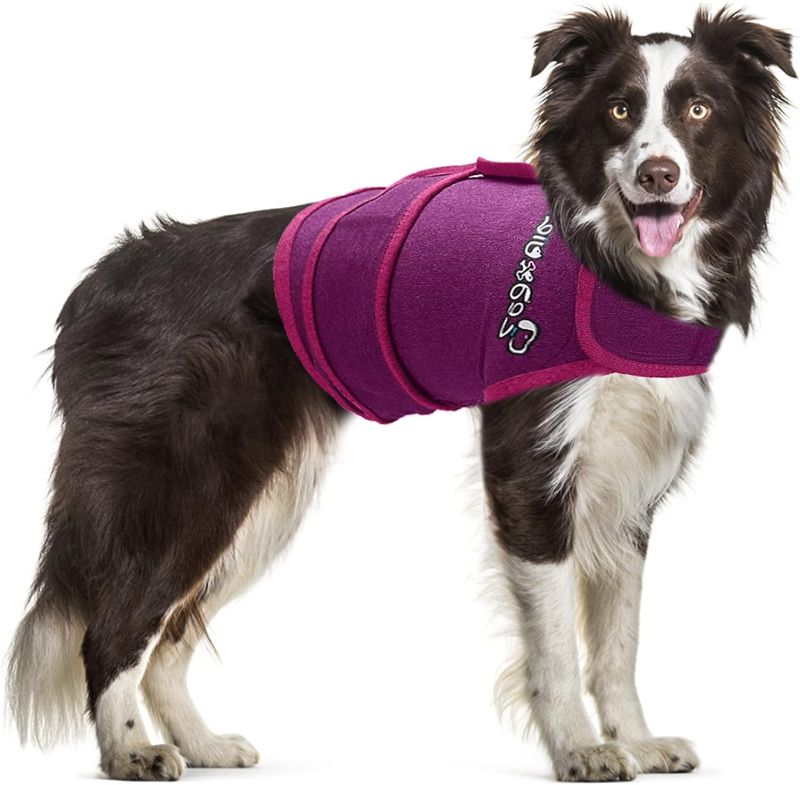 Photo 1 of Zeaxuie Baby-Use-Grade Dog Anxiety Vest, Breathable Dog Jacket Wrap for Thunderstorm, Travel, Fireworks, Vet Visits- Calming Coat for Small, Medium & Large Dogs-L-Purple
