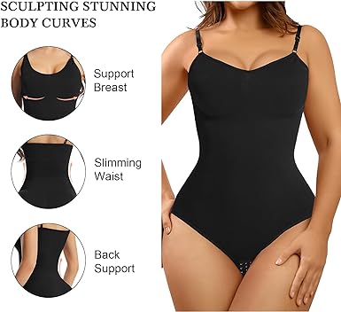 Photo 2 of 2 pack Shapewear Bodysuits - Tummy Control for Women Shapewear Body Suits Sculpting Top Thong Body Shaper - BLACK & BROWN - Size M
