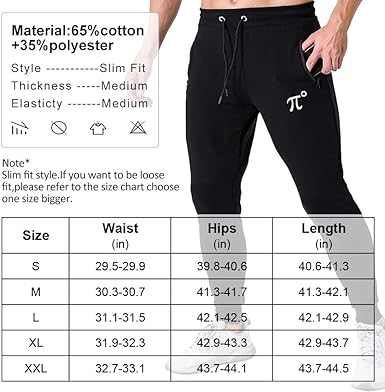 Photo 2 of Wangdo Men's Joggers Sweatpants Gym Training Workout Pants Slim Fit with Zipper Pockets - Black - Size Medium