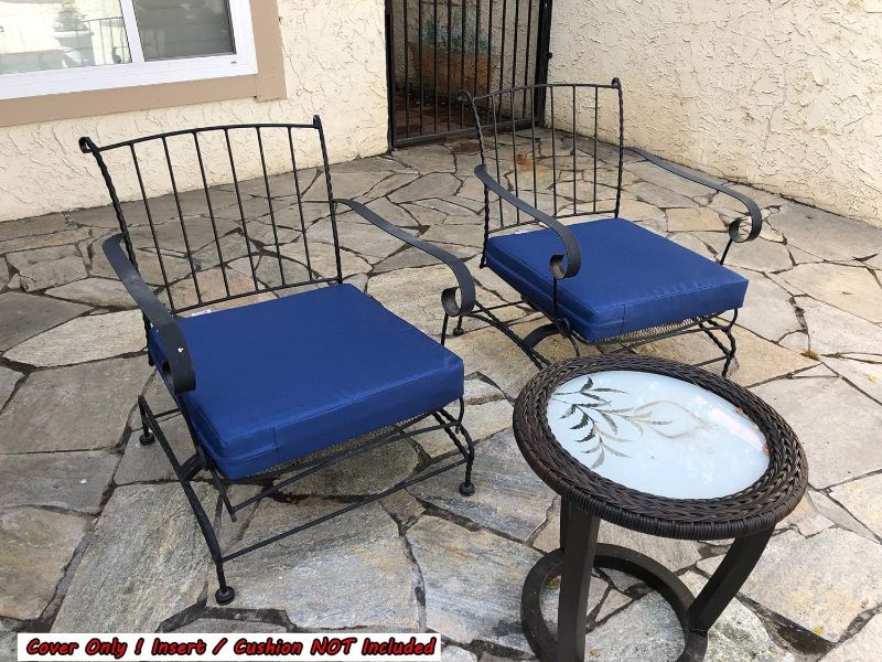 Photo 3 of 2 Pack Outdoor Patio Chair Water-Resistant Cushion Pillow Seat Covers in Navy Blue Color 20"X18"X4" - Replacement Covers Only
