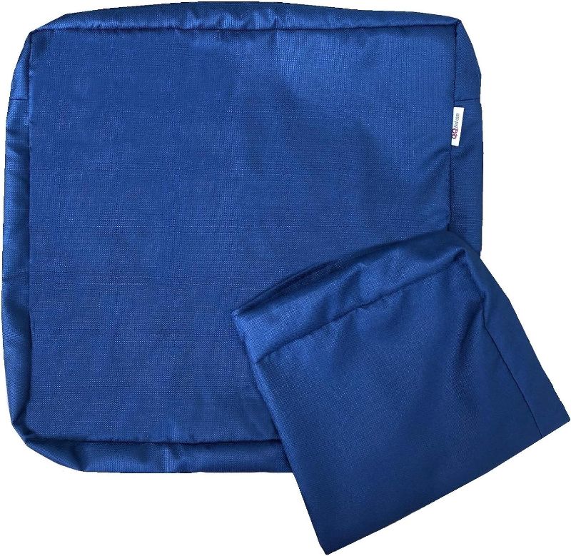 Photo 1 of 2 Pack Outdoor Patio Chair Water-Resistant Cushion Pillow Seat Covers in Navy Blue Color 20"X18"X4" - Replacement Covers Only
