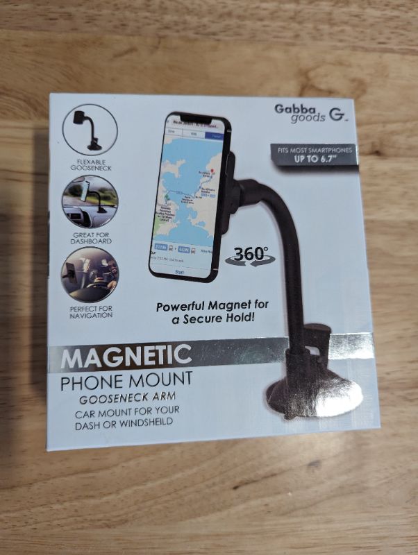 Photo 3 of Gabba Goods - Windshield Phone Mount for Car Magnetic - Suction Cup Window Mount Phone Holder with Gooseneck Arm & Super Strong Magnet Mount for Cell Phone, iPhone, Smartphone