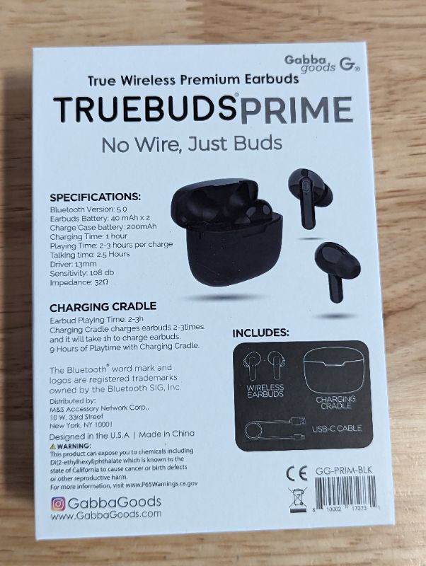 Photo 5 of Gabba Goods - Truebuds Prime with Smart Touch Control, Voice Assistant, HiFi Stereo Sound, Sweat Resistant - Black