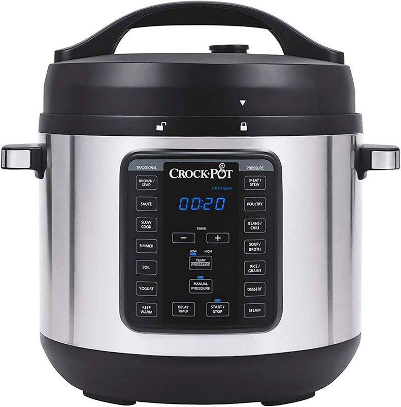 Photo 1 of Crock-pot 8-Quart Multi-Use XL Express Crock Programmable Slow Cooker with Manual Pressure, Boil & Simmer with Extra Sealing Gasket, Stainless Steel
