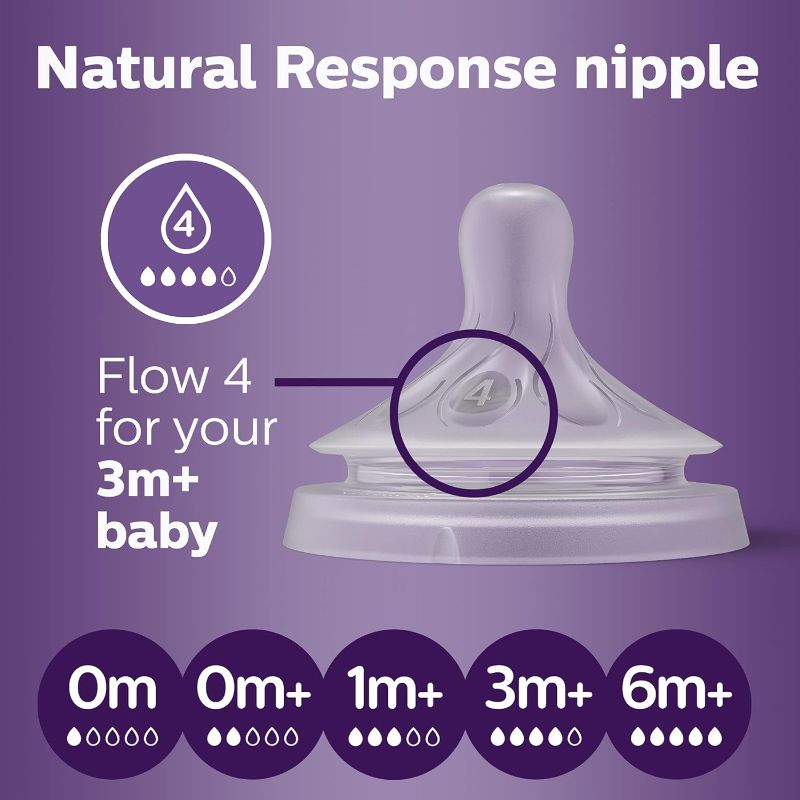 Photo 2 of Philips Avent Natural Response Baby Bottle Nipples Flow 4, 3M+, 4pk